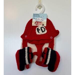So Dorable Infant Fire Department Crochet Diaper Cover, Hat, Booties, 0-6 Month